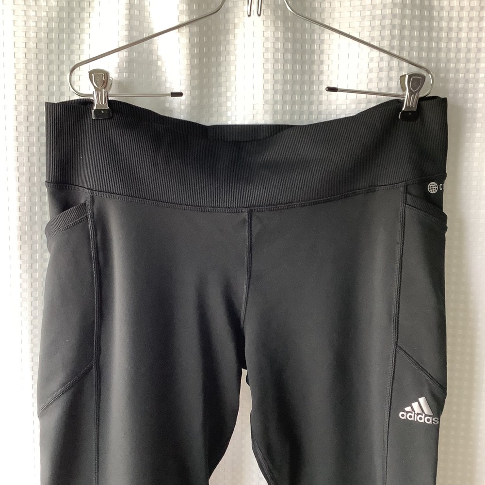 Adidas Optime Stash 7/8 Training Leggings Black w/ Thigh Pockets Sz XL - Picture 2 of 10